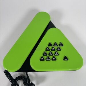 Vintage 1980s Memphis Style Triangular Green Landline Phone RadioShack WORKS!